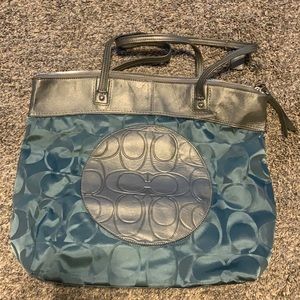 Beautiful blue and grey coach shoulder bag, used maybe twice!